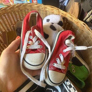 Converse Red and White High-Top Sneakers Classic Canvas Design